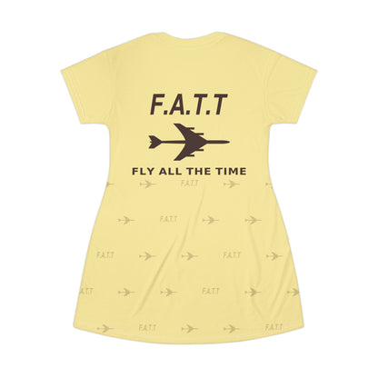 F.A.T.T Women's Flight T-Shirt Dress — Butter Yellow / Chocolate