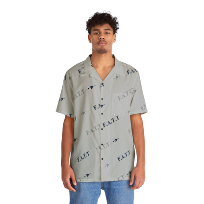 F.A.T.T Flight Monogram Button-Up — Cool Grey / Navy