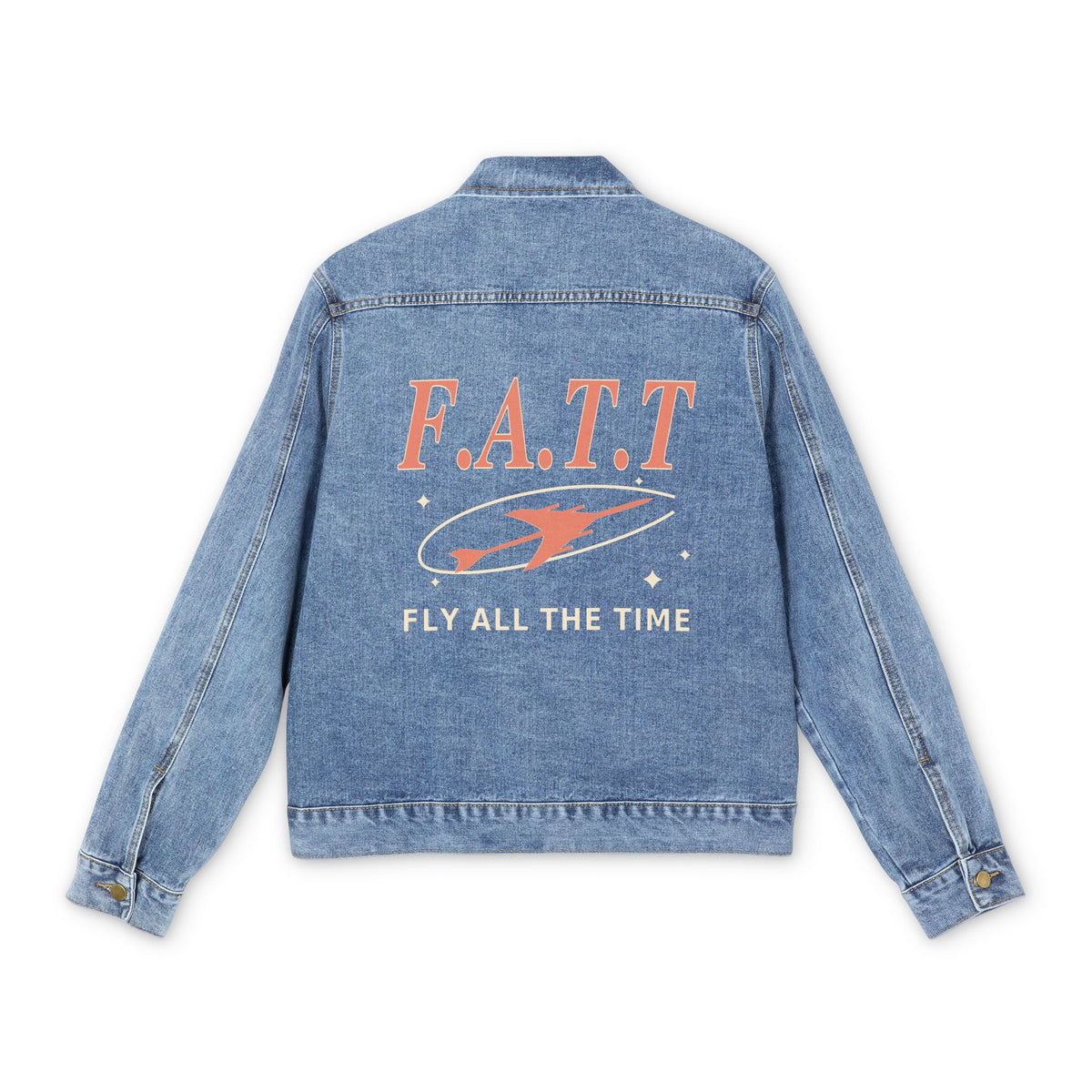F.A.T.T Men's Flight Denim Jacket — Coral / Cream