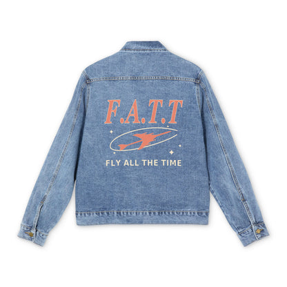 F.A.T.T Men's Flight Denim Jacket — Coral / Cream