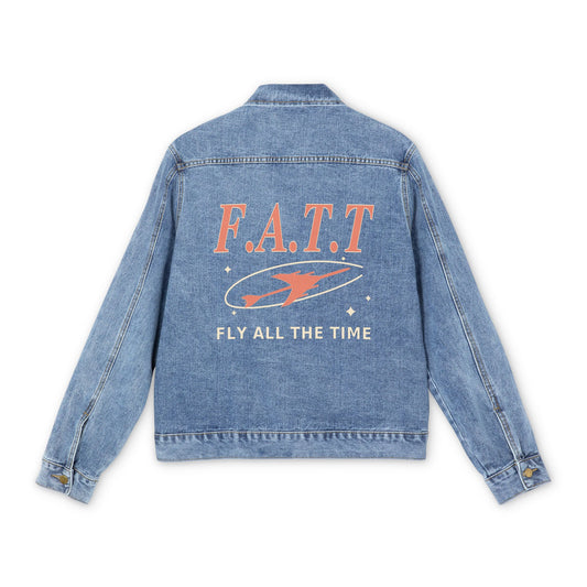 F.A.T.T Men's Flight Denim Jacket — Coral / Cream