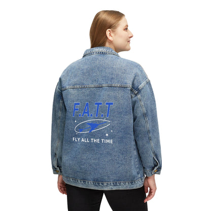 F.A.T.T Women's Flight Denim Jacket — Cobalt / White
