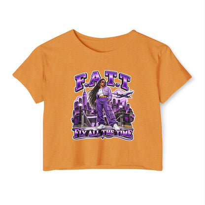 F.A.T.T Women's Purple Skyline Graphic Crop Top