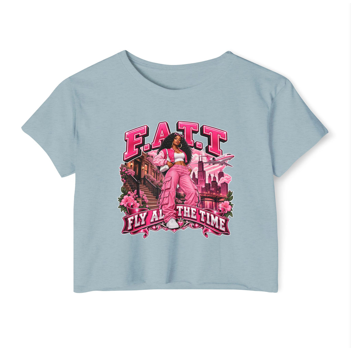 F.A.T.T Women's Pink City Graphic Crop Top