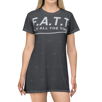 F.A.T.T Women's Flight T-Shirt Dress — Charcoal / Silver