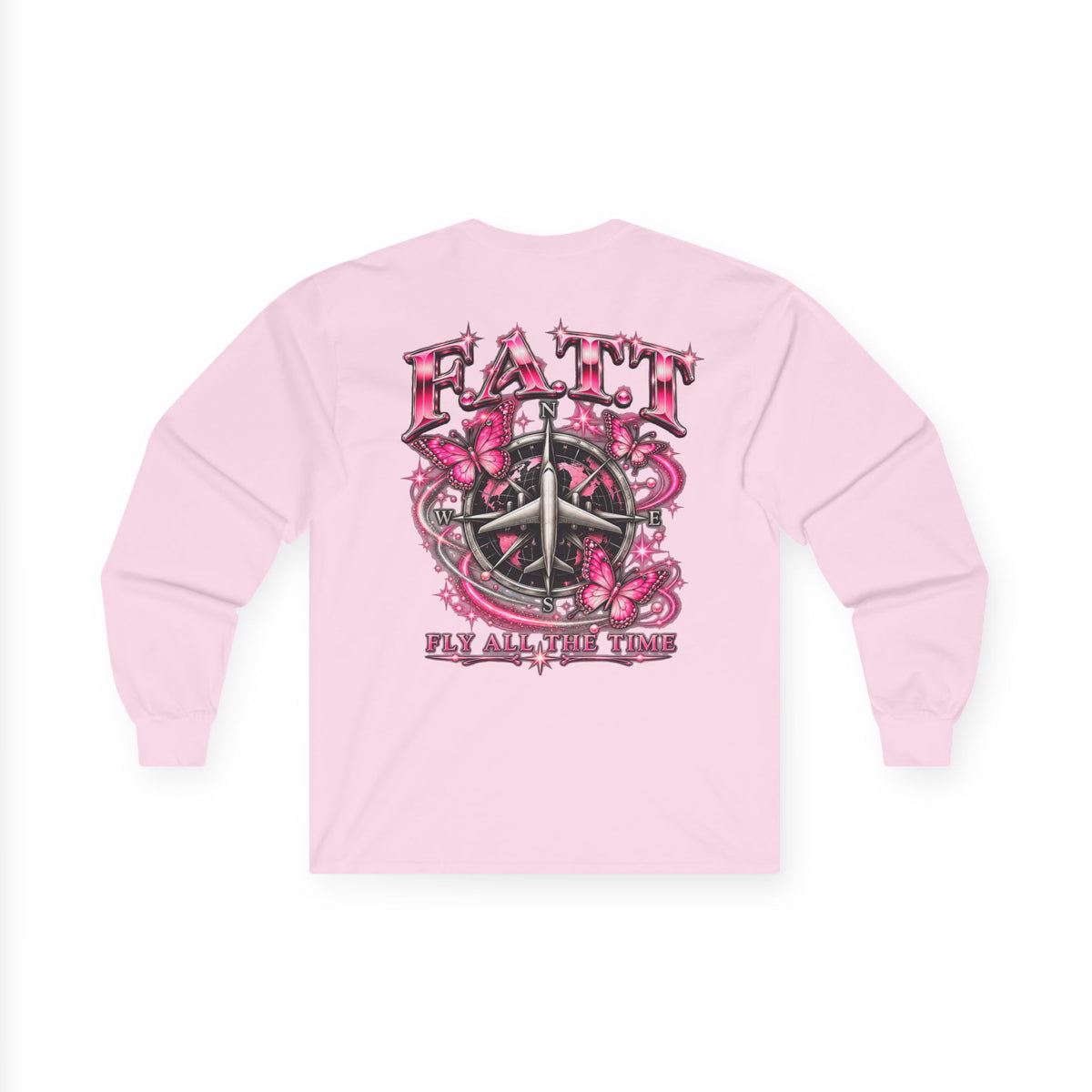 F.A.T.T Women’s Pink Butterfly Graphic Long Sleeve