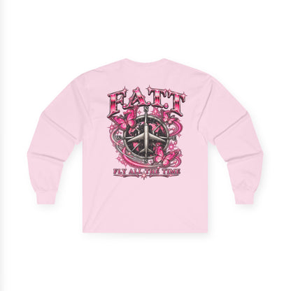 F.A.T.T Women’s Pink Butterfly Graphic Long Sleeve
