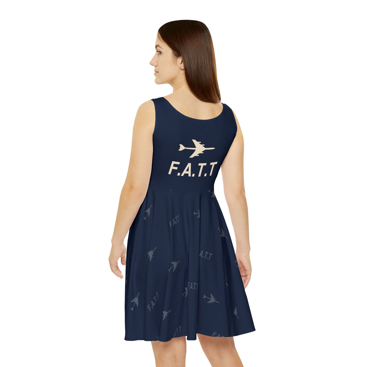 F.A.T.T Women's Flight Skater Dress — Navy / Cream
