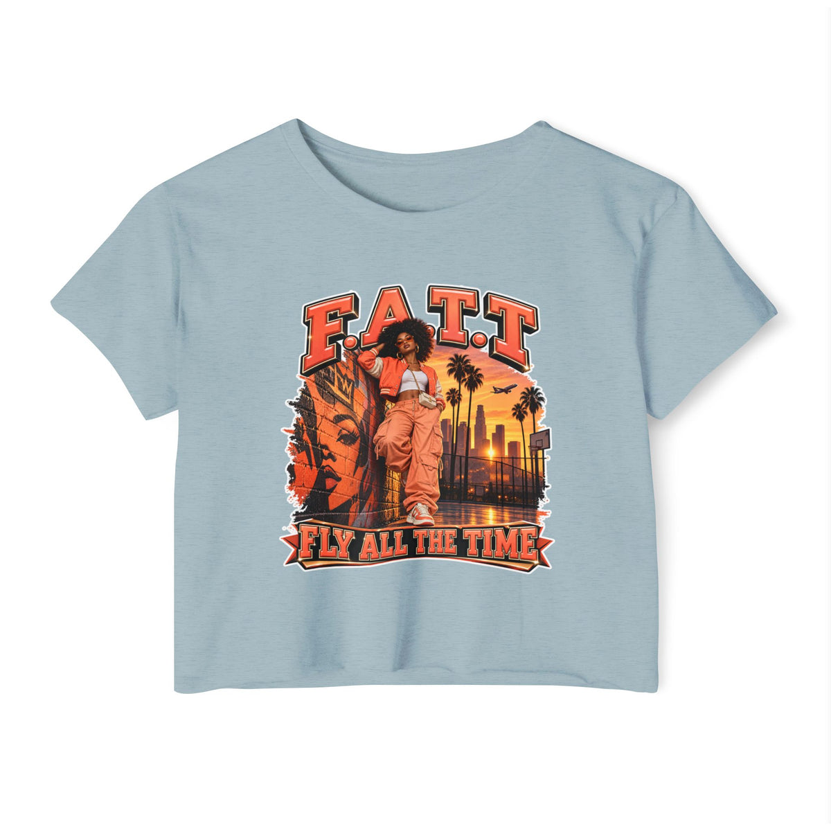 F.A.T.T Women's Coral Sunset Graphic Crop Top