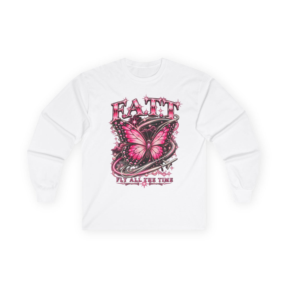 F.A.T.T Women’s Pink Butterfly Graphic Long Sleeve