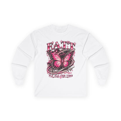 F.A.T.T Women’s Pink Butterfly Graphic Long Sleeve