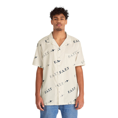F.A.T.T Flight Monogram Button-Up — White / Navy