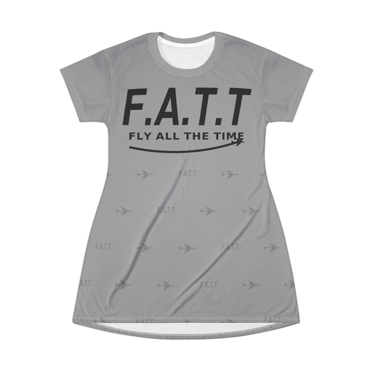 F.A.T.T Women's Flight T-Shirt Dress — Heather Gray / Black