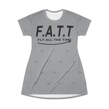F.A.T.T Women's Flight T-Shirt Dress — Heather Gray / Black