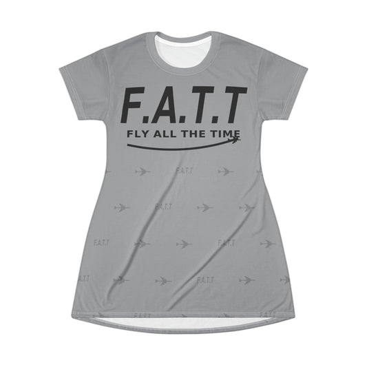 F.A.T.T Women's Flight T-Shirt Dress — Heather Gray / Black