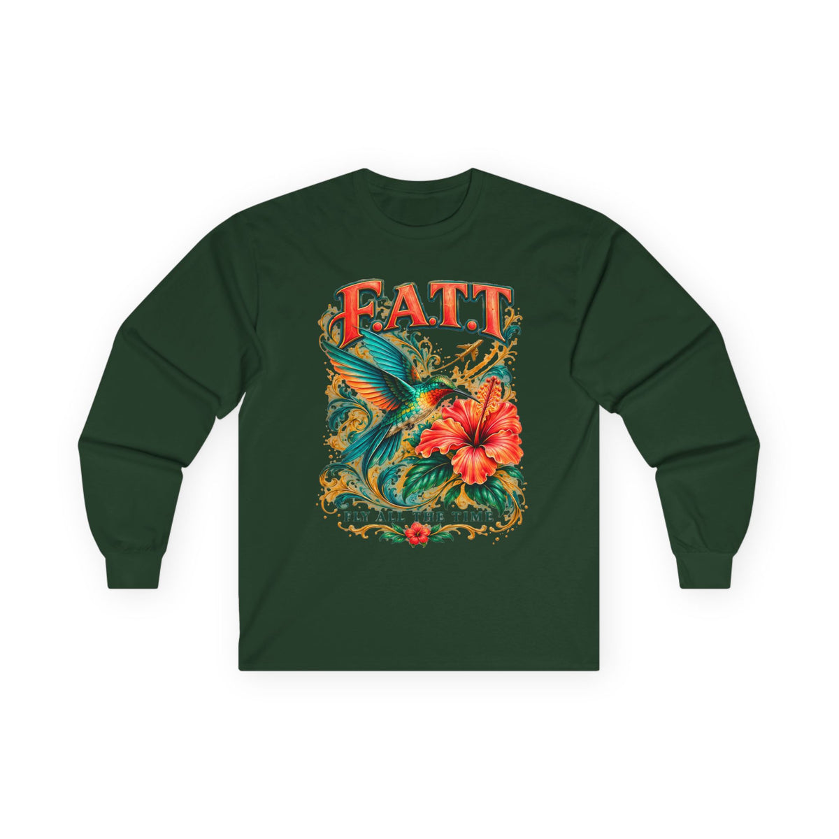 F.A.T.T Women’s Hummingbird & Hibiscus Graphic Long Sleeve