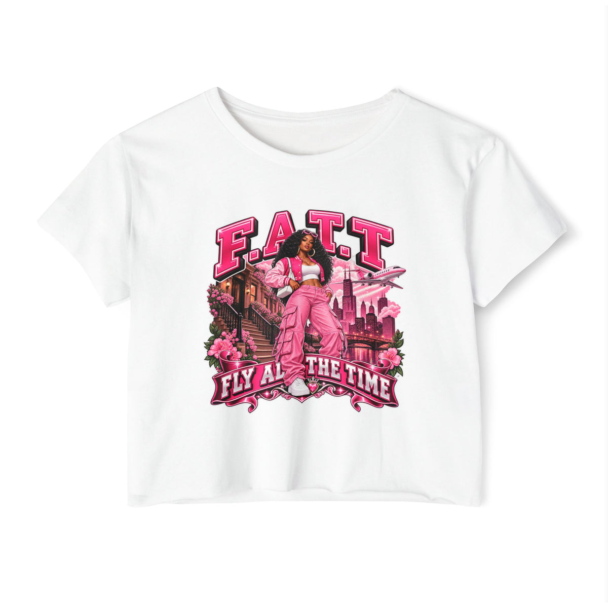 F.A.T.T Women's Pink City Graphic Crop Top