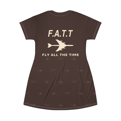 F.A.T.T Women's Flight T-Shirt Dress — Chocolate / Cream