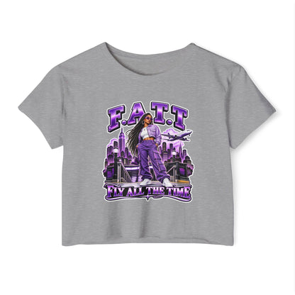 F.A.T.T Women's Purple Skyline Graphic Crop Top