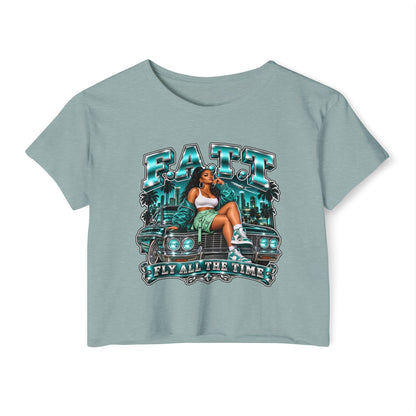F.A.T.T Women's Teal After Hours Graphic Crop Top