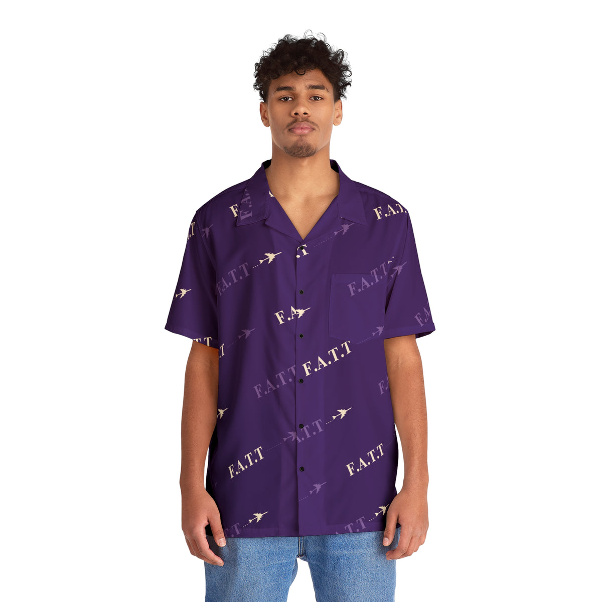 F.A.T.T Flight Monogram Button-Up — Purple / Ivory