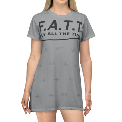 F.A.T.T Women's Flight T-Shirt Dress — Heather Gray / Black