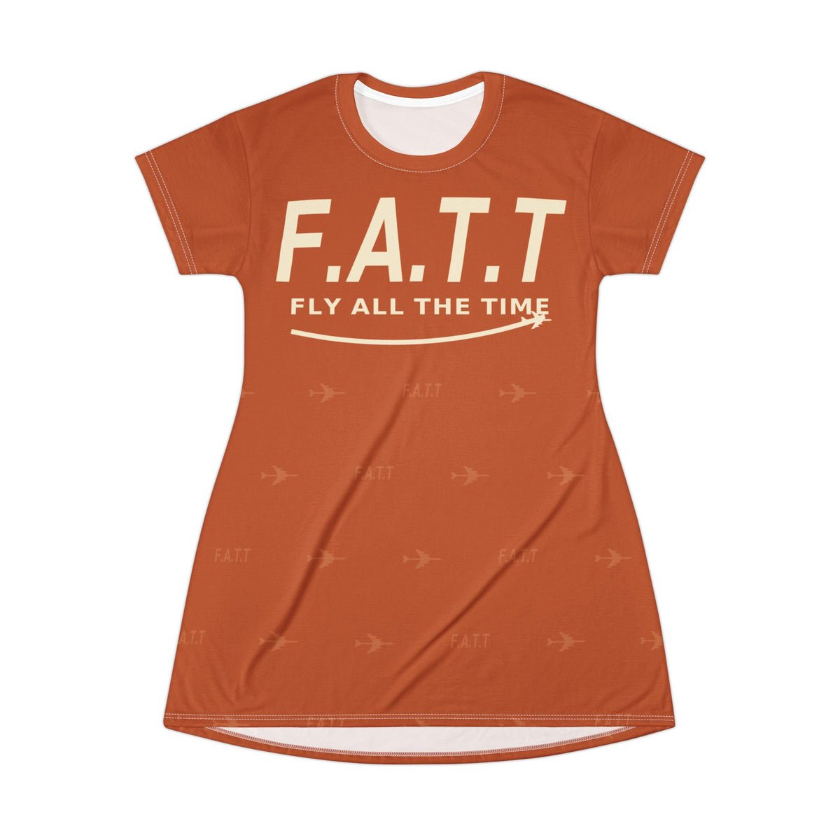 F.A.T.T Women's Flight T-Shirt Dress — Burnt Orange / Cream