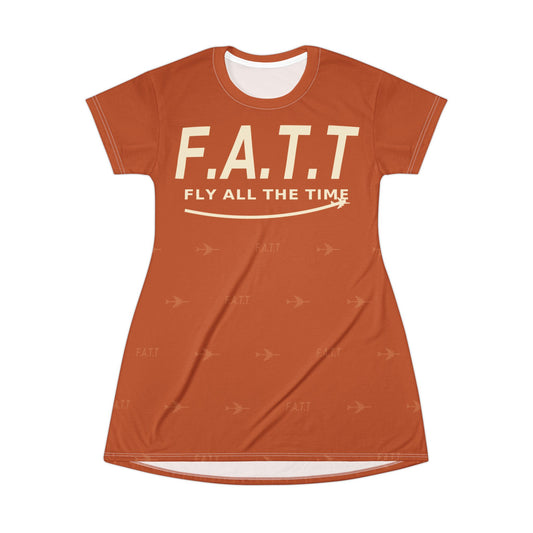 F.A.T.T Women's Flight T-Shirt Dress — Burnt Orange / Cream