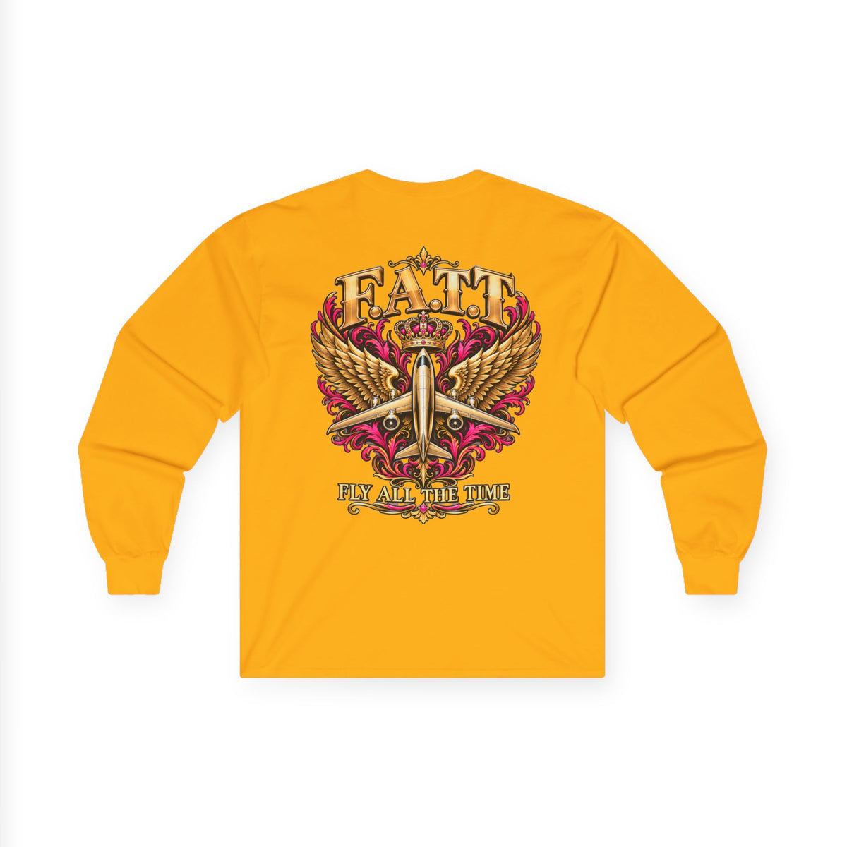 F.A.T.T Women’s Pink & Gold Crown Graphic Long Sleeve