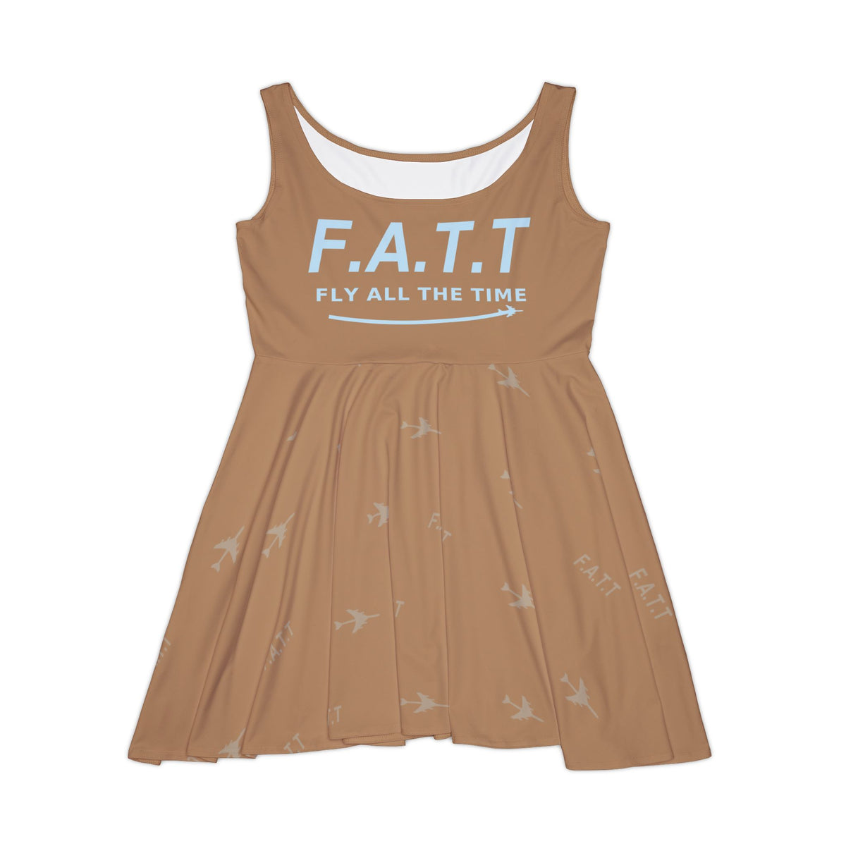 F.A.T.T Women's Flight Skater Dress — Mocha / Sky Blue