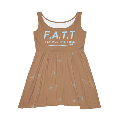 F.A.T.T Women's Flight Skater Dress — Mocha / Sky Blue
