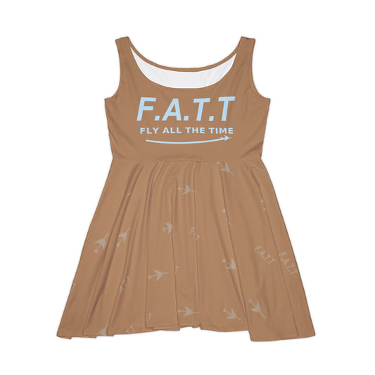 F.A.T.T Women's Flight Skater Dress — Mocha / Sky Blue