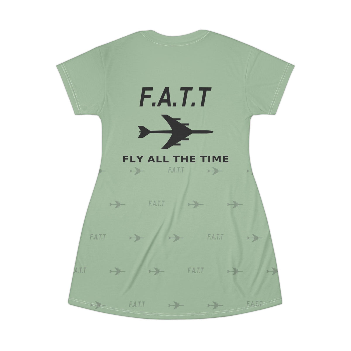 F.A.T.T Women's Flight T-Shirt Dress — Sage / Black
