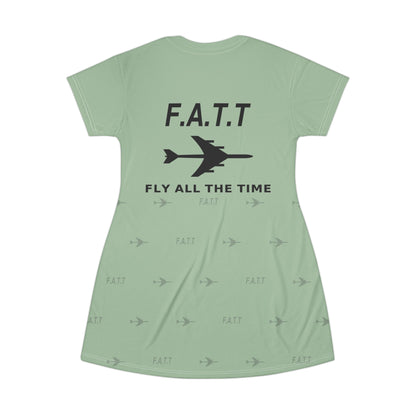 F.A.T.T Women's Flight T-Shirt Dress — Sage / Black