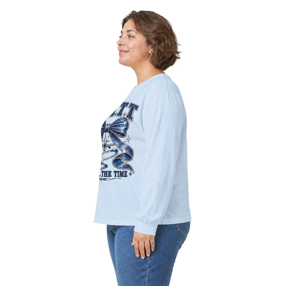 F.A.T.T Women’s Denim Bow Graphic Long Sleeve