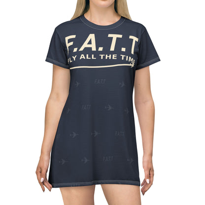 F.A.T.T Women's Flight T-Shirt Dress — Navy / Cream