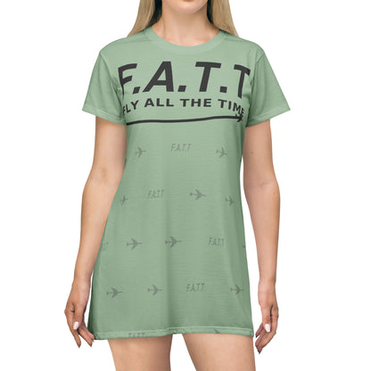 F.A.T.T Women's Flight T-Shirt Dress — Sage / Black