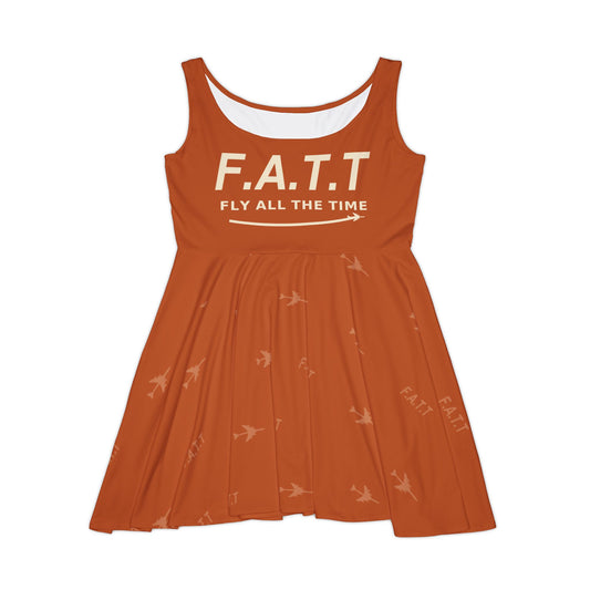 F.A.T.T Women's Flight Skater Dress — Burnt Orange / Cream