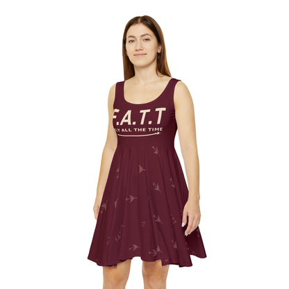 F.A.T.T Women's Flight Skater Dress — Burgundy / Cream