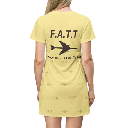 F.A.T.T Women's Flight T-Shirt Dress — Butter Yellow / Chocolate