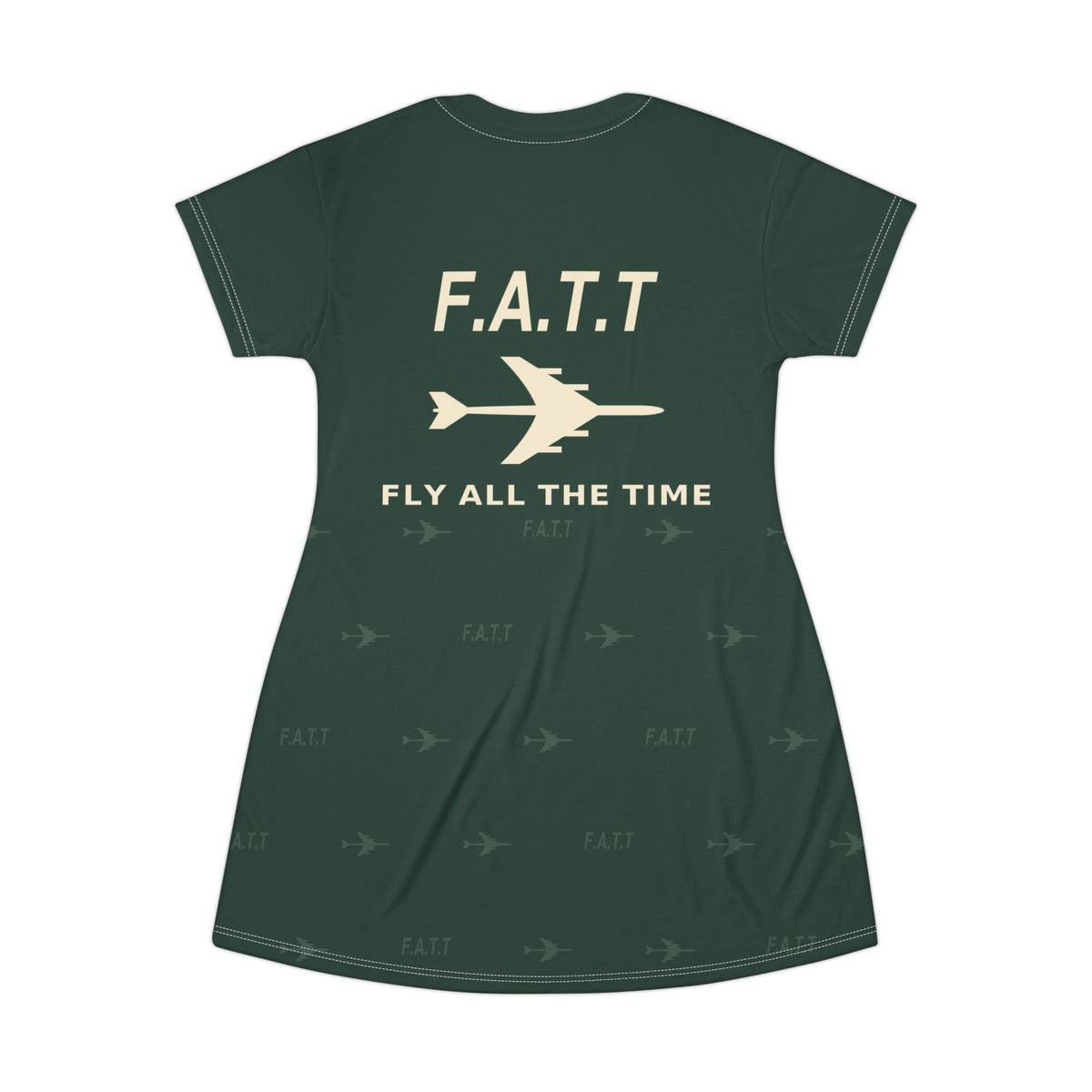 F.A.T.T Women's Flight T-Shirt Dress — Forest Green / Cream
