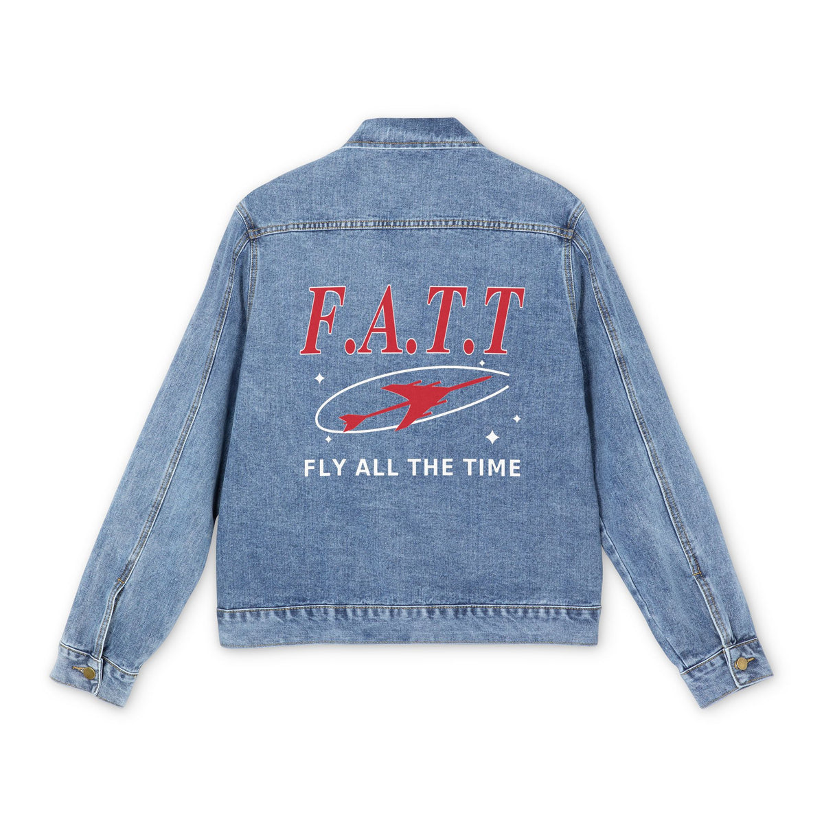 F.A.T.T Men's Flight Denim Jacket — Cherry Red / White