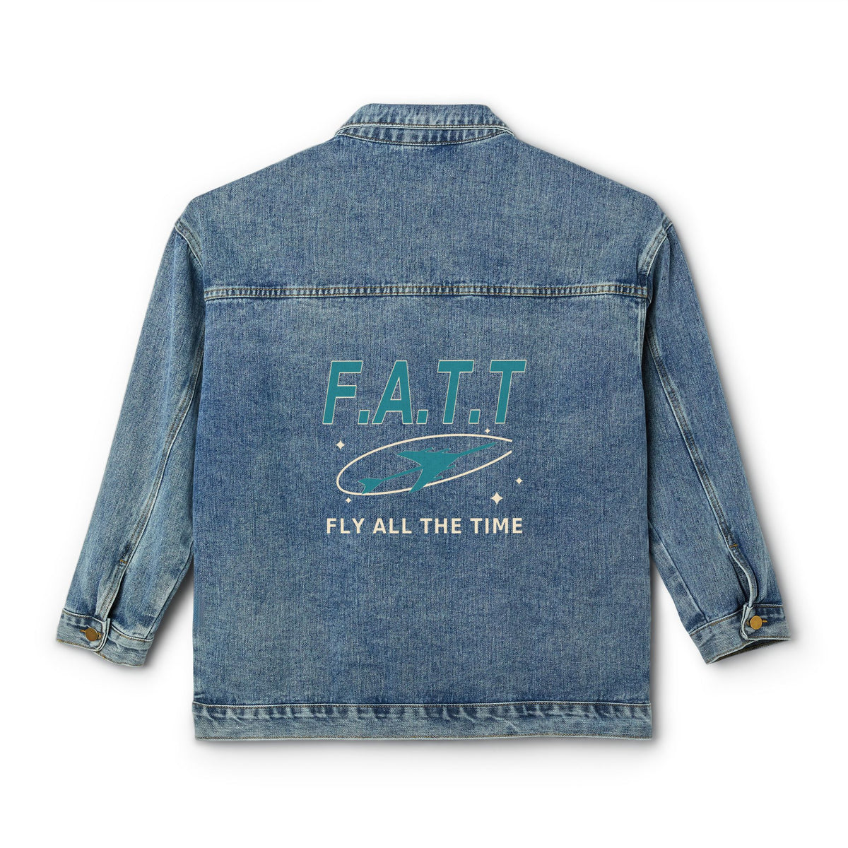 F.A.T.T Women's Flight Denim Jacket — Teal / Cream