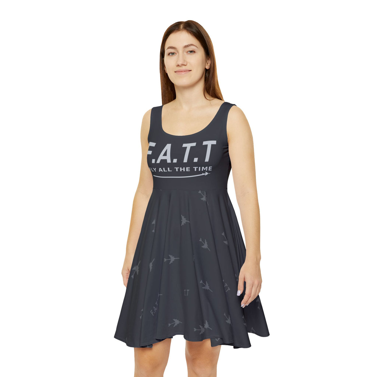 F.A.T.T Women's Flight Skater Dress — Charcoal / Silver