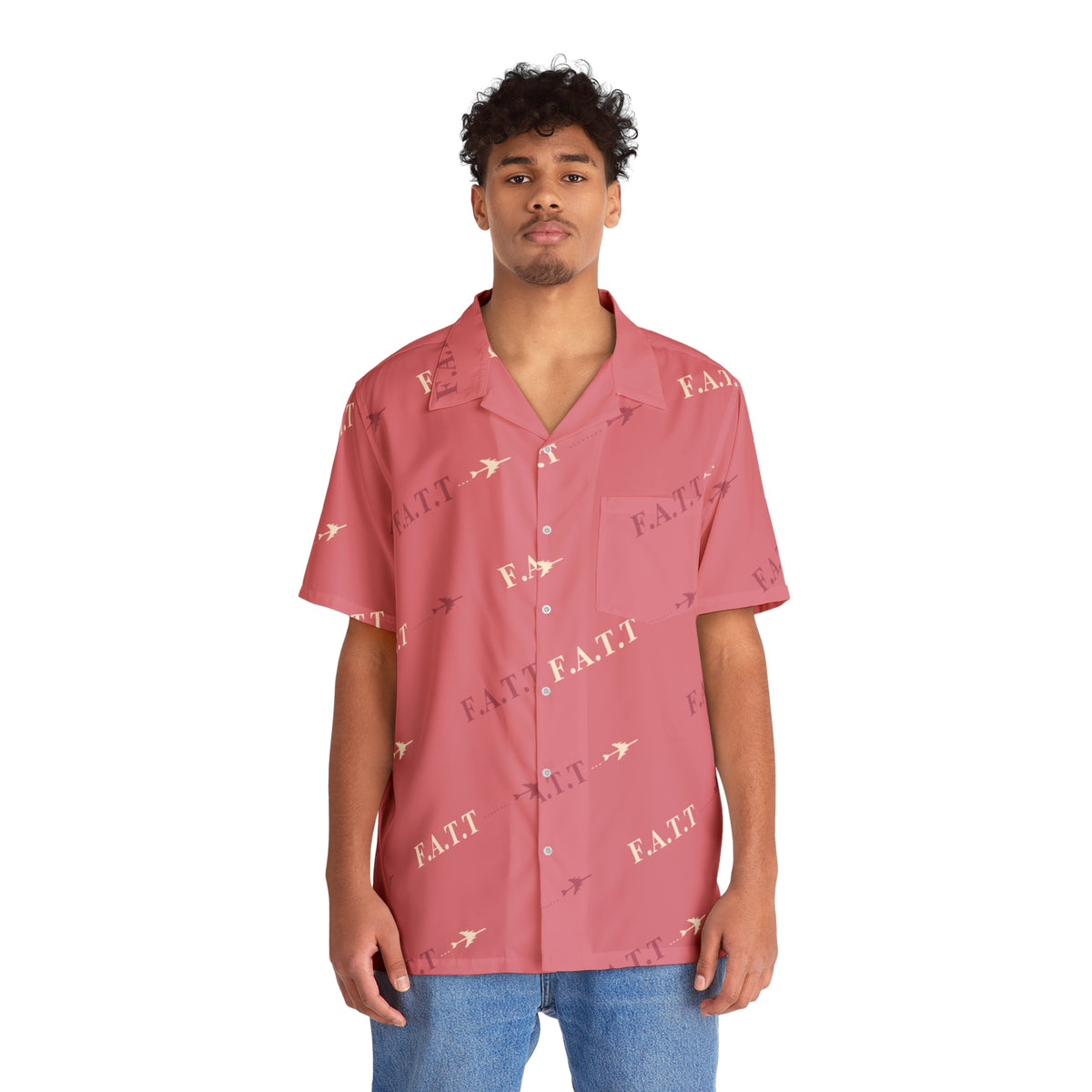F.A.T.T Flight Monogram Button-Up — Pink / Ivory
