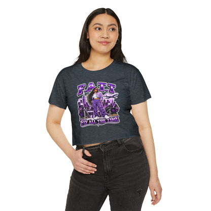 F.A.T.T Women's Purple Skyline Graphic Crop Top