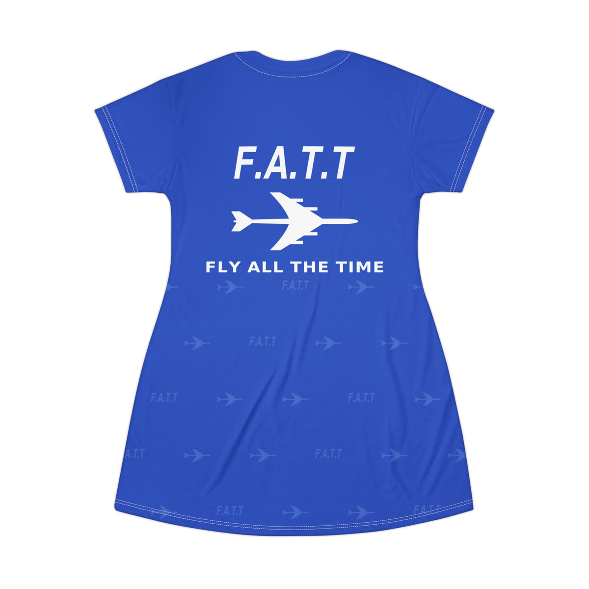 F.A.T.T Women's Flight T-Shirt Dress — Cobalt / White