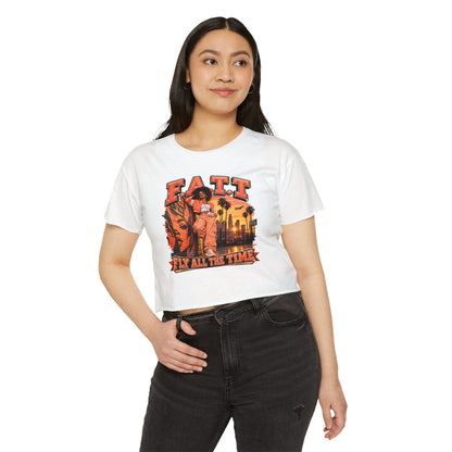 F.A.T.T Women's Coral Sunset Graphic Crop Top