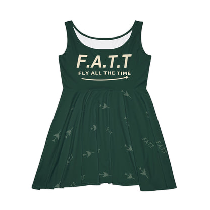 F.A.T.T Women's Flight Skater Dress — Forest Green / Cream