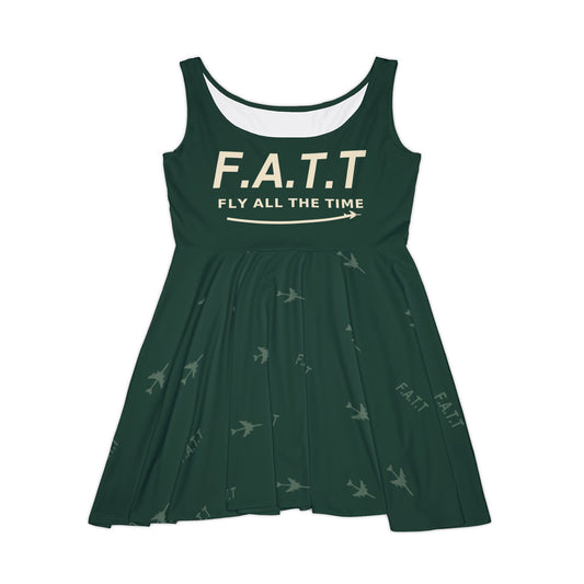 F.A.T.T Women's Flight Skater Dress — Forest Green / Cream